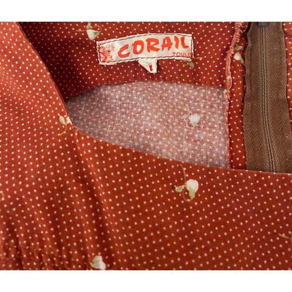 Vintage 60s 70s Calico Floral Prairie Romantic Dress Pinafore Cottagecore S - Picture 2 of 6